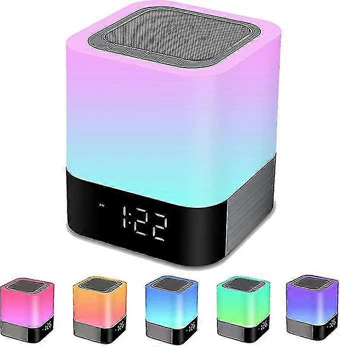 Bedside Lamp With Alarm Clock Bluetooth Speaker, Night Light Bluetooth Speaker Dimmable Rgb Color Changing Led Wireless Speaker Mood Light Bedroom Tab