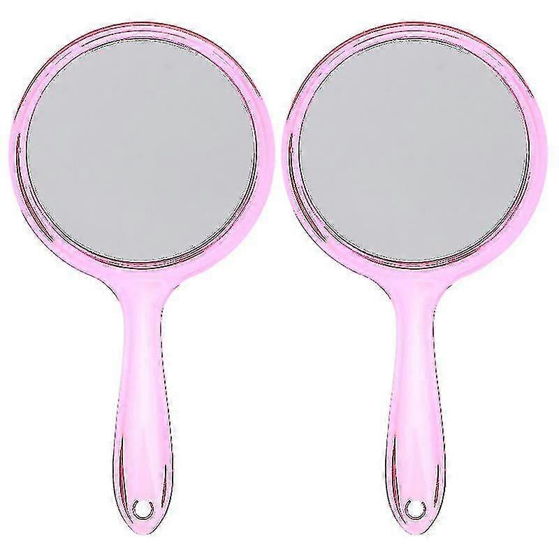 2pcs Hand Mirrors Double-sided Handheld Mirrors Magnifying Mirrors With Handle