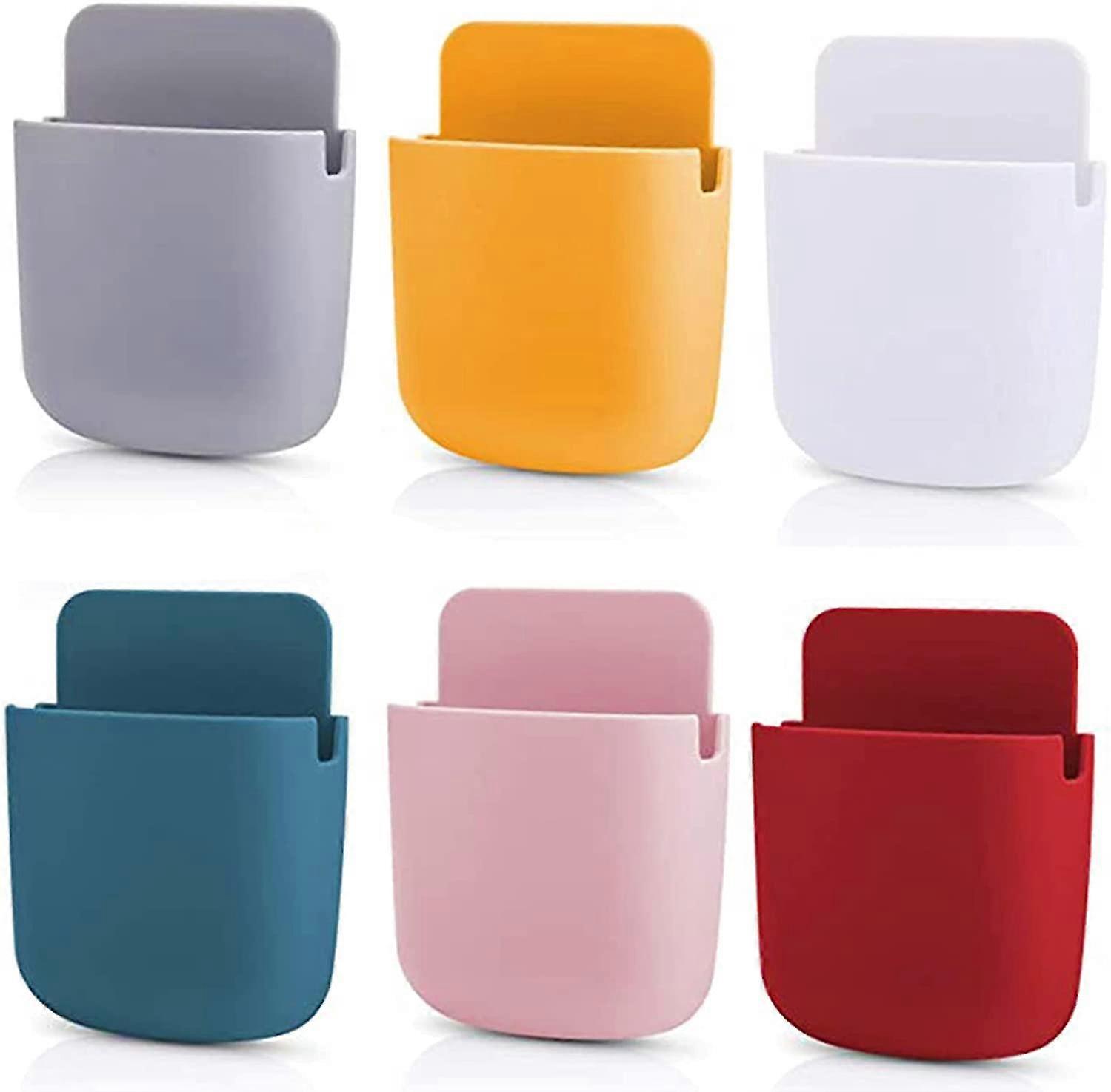 6 Pieces Adhesive Remote Control Holder Wall Mount Media Storage Box