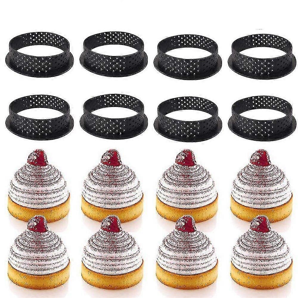 8pcs/set Non Sticktart Mold Tarte Ring Perforated Plastic Cutting Rings Mousse Circle Cutter Diy