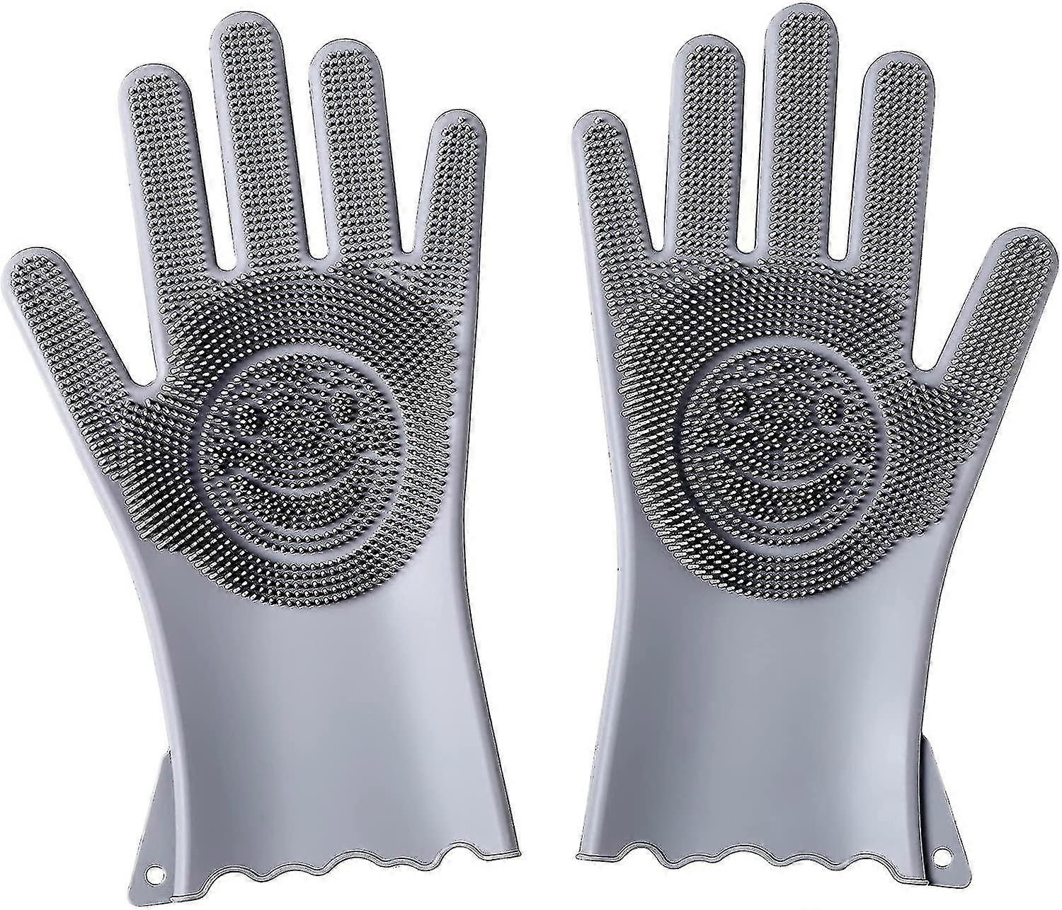 Dishwasher Gloves Kitchen Cleaning Gloves Reusable Multifunctional Silicone Gloves, Gray