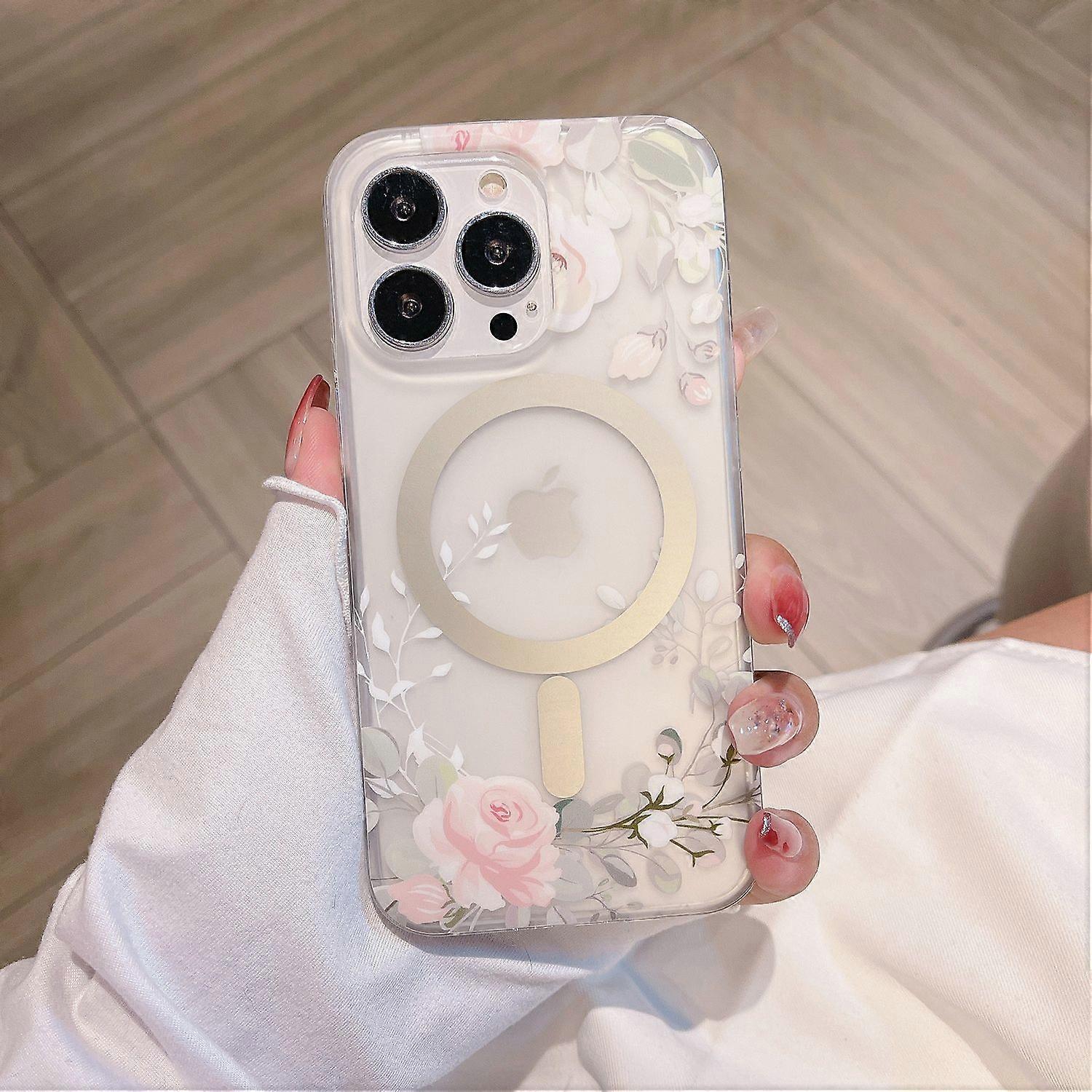For iPhone 16 Pro Case Compatible with MagSafe Dual-Layer IMD Printed TPU+PC Anti-Drop Phone Cover -