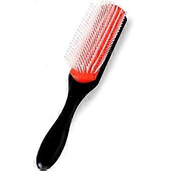 Th Natural Curling Hair Brush 9 Row Mini Small Shower Wave Drying Comb. Woman Man Denim Gift (1 Piece, Red)