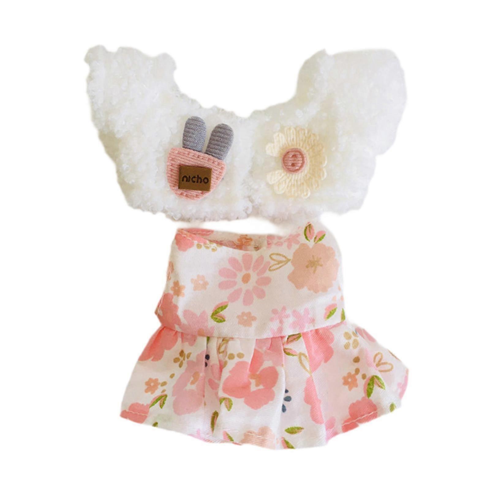 Gefüllte Puppe Blumenrock und Mantel DIY Machen Sie Ihre eigenen Puppen für 6,69 Zoll Puppe Rosa