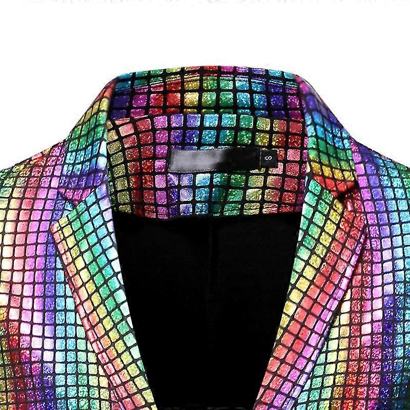 Mens Sequin Blazer Metallic Slim Costume 2 Pièces Ensemble Disco Prom Tenue Brillante Veste Pantalon