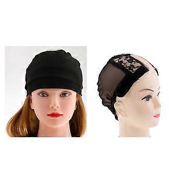Perückenkappen, Nylon Perückenkappen Schwarze Mesh Haar Perücke Kappe für Frauen und Männer, 2 Stück
