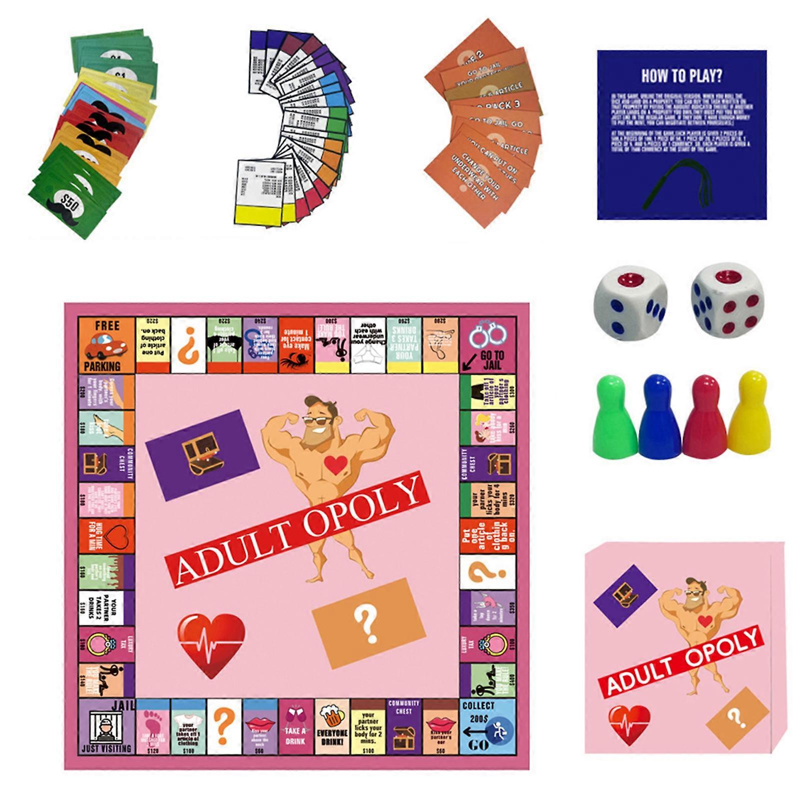 Adultopoly Couples Fun Board Game Intimacy Deck Cards Game Set for Newlywed Wife