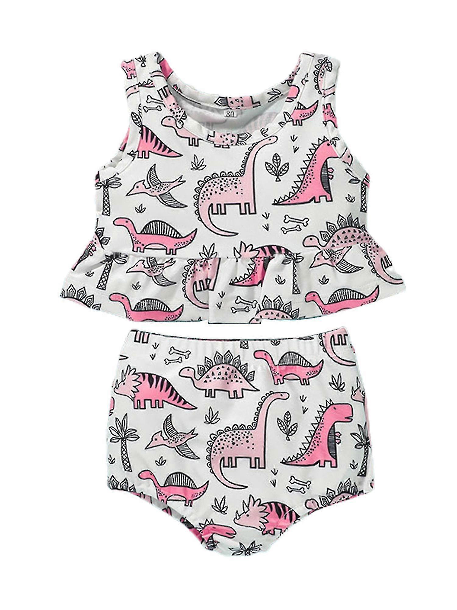 أطفال الفتيات المطبوعة عطلة ملابس السباحة الكشكشة دبابة أعلى سراويل ملابس السباحة مجموعة الصيف الاستحمام البدلة