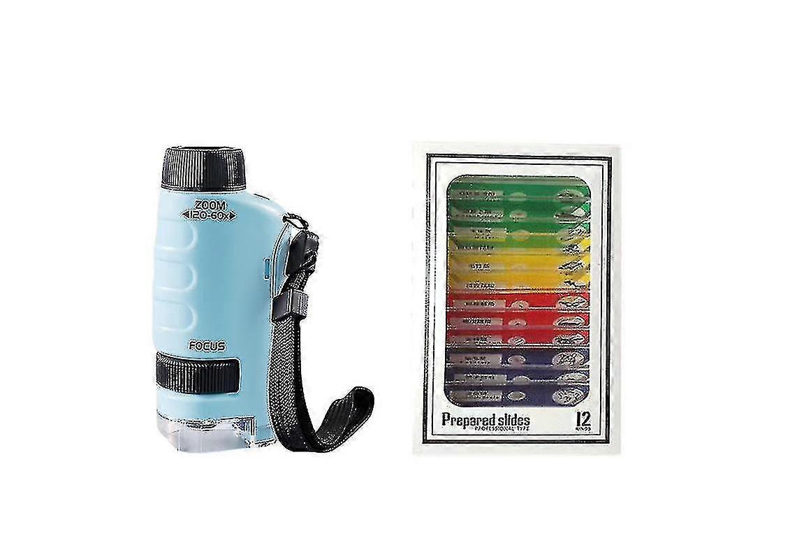 Kids Science Microscope Toy Kit 60-120x Educational Mini Pocket Handheld Microscope With Led Light