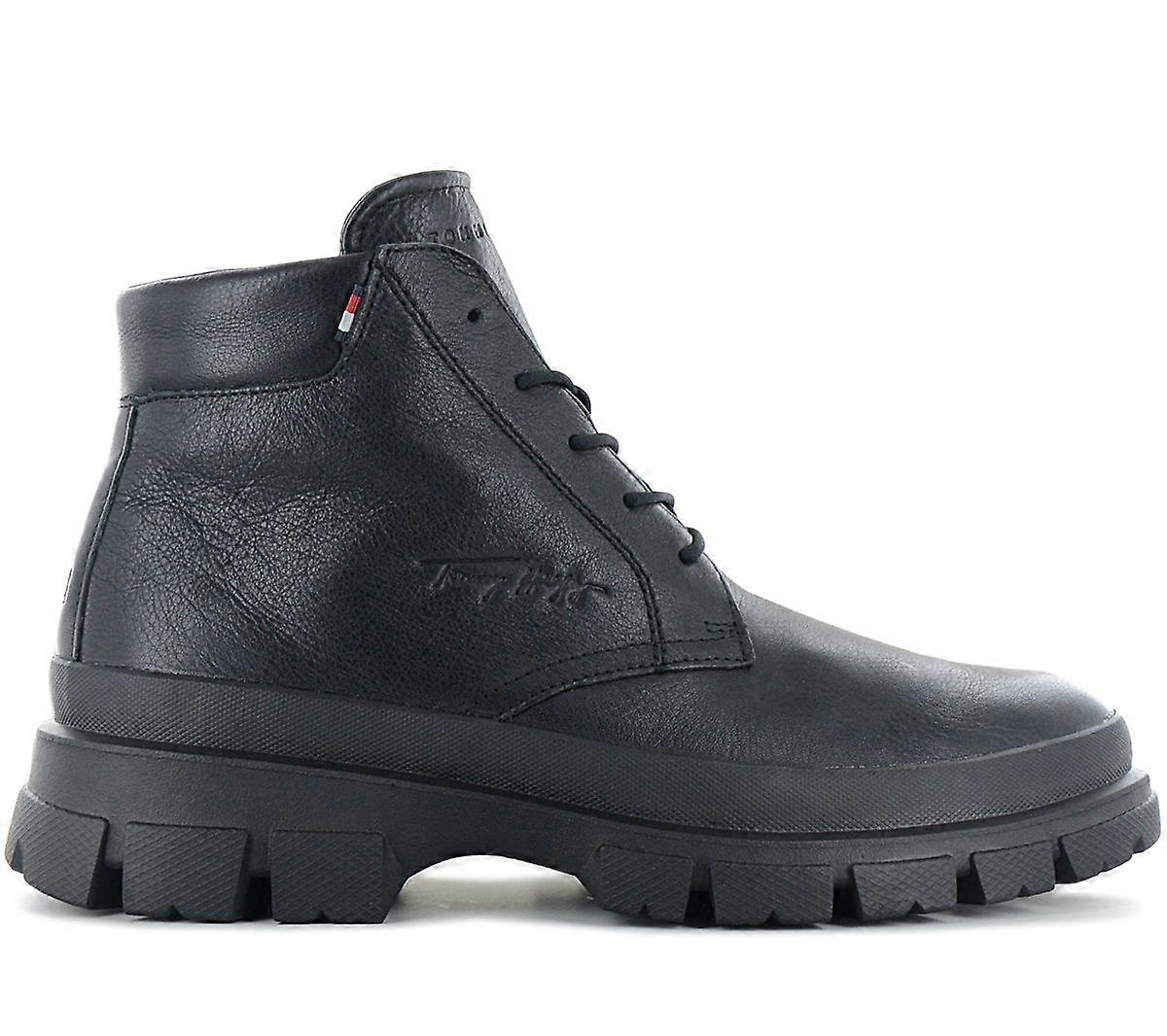 Tommy Hilfiger Warm Chunky Leather Hybrid Boot - Ανδρικές Μπότες Δερμάτινες Μαύρες FM0FM03799-BDS
