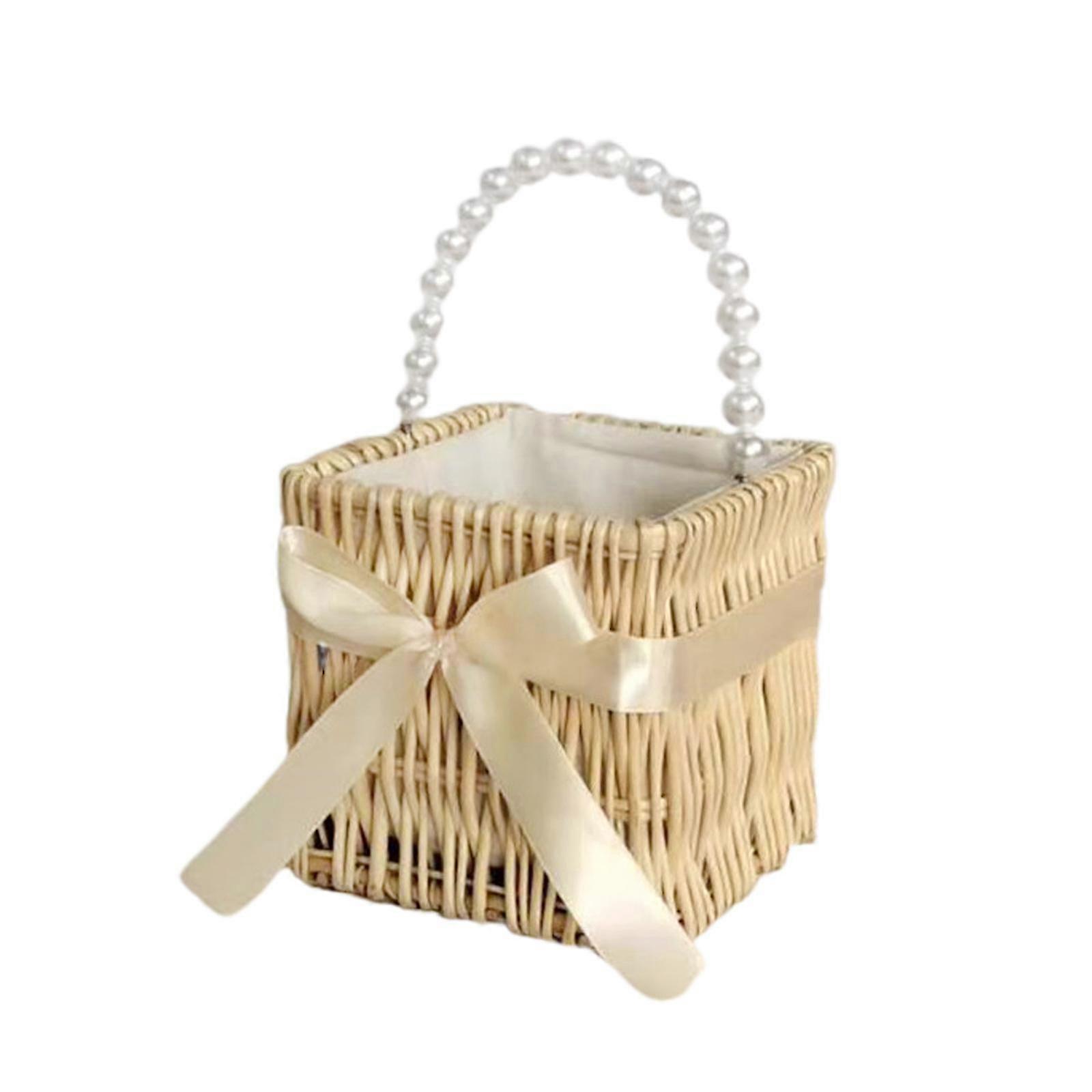 Rattan Τσάντες Κουτί αποθήκευσης Καλάθια Γυναίκες Pearl τσάντες