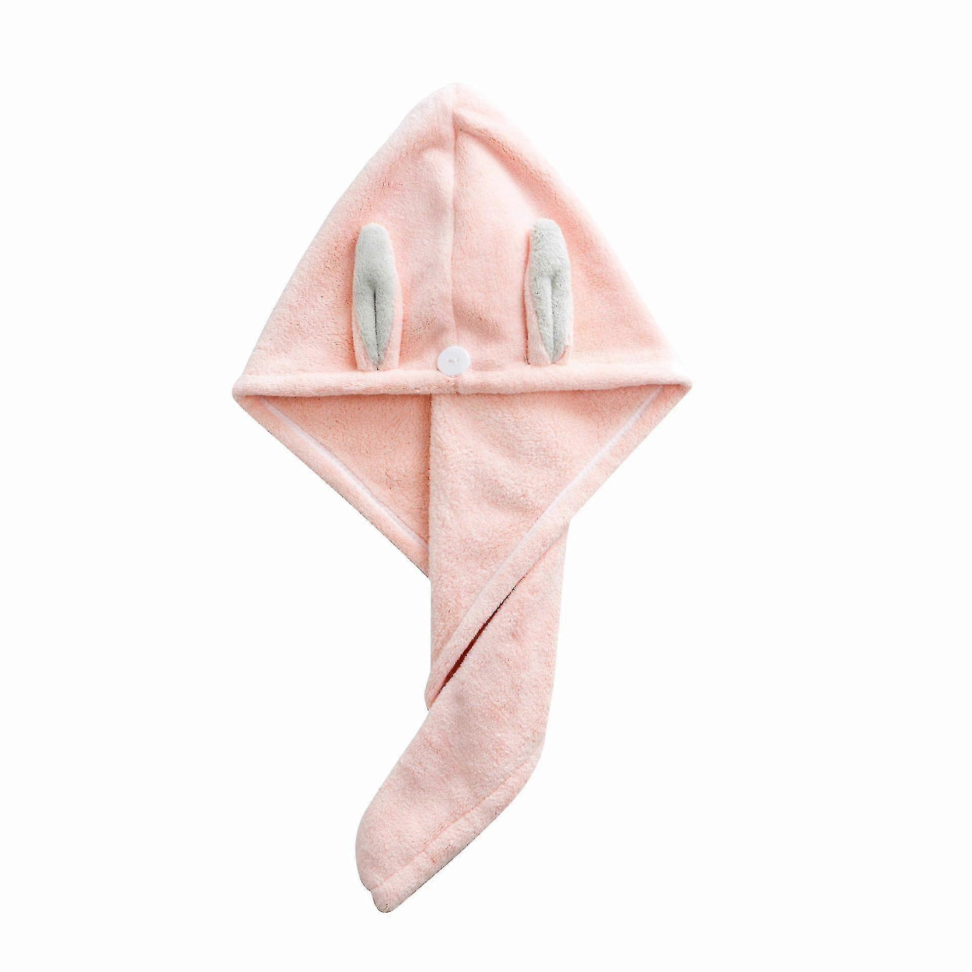 ウサギの耳の髪のターバン超吸収性ターバンクイックドライターバンボタン付き女性用女の子(2個、ピンク+紫)Riilq