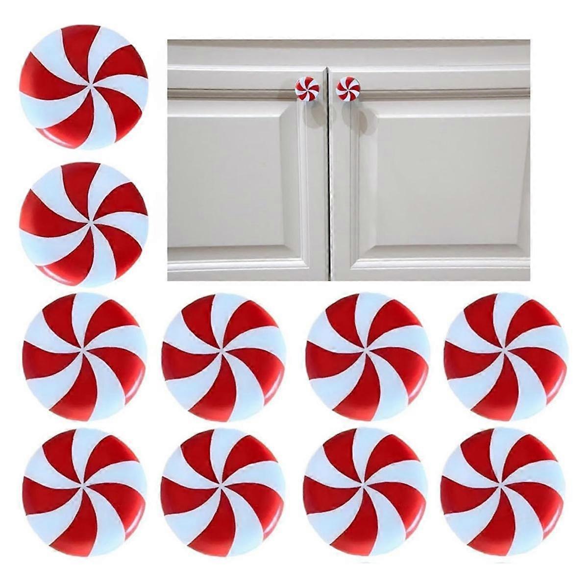 عيد الميلاد سيليكون الأحمر والأبيض حلوى مجلس الوزراء مقبض يغطي ، عيد الميلاد المقابض الأبواب الزخرفية (10 قطع)