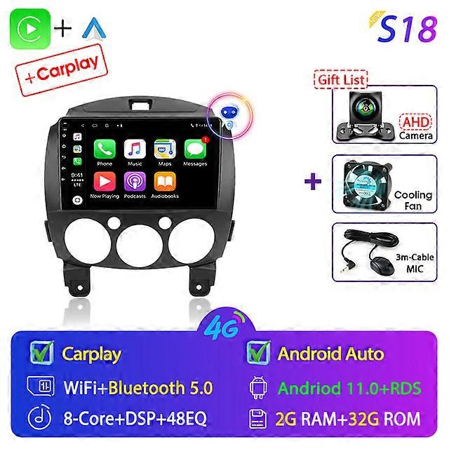 For Mazda 2 2007-2014 2 Din Android 11 Car Radio Multimedia Player Stereo Navigation with BOSE Carplay Speakers Head Unit Video