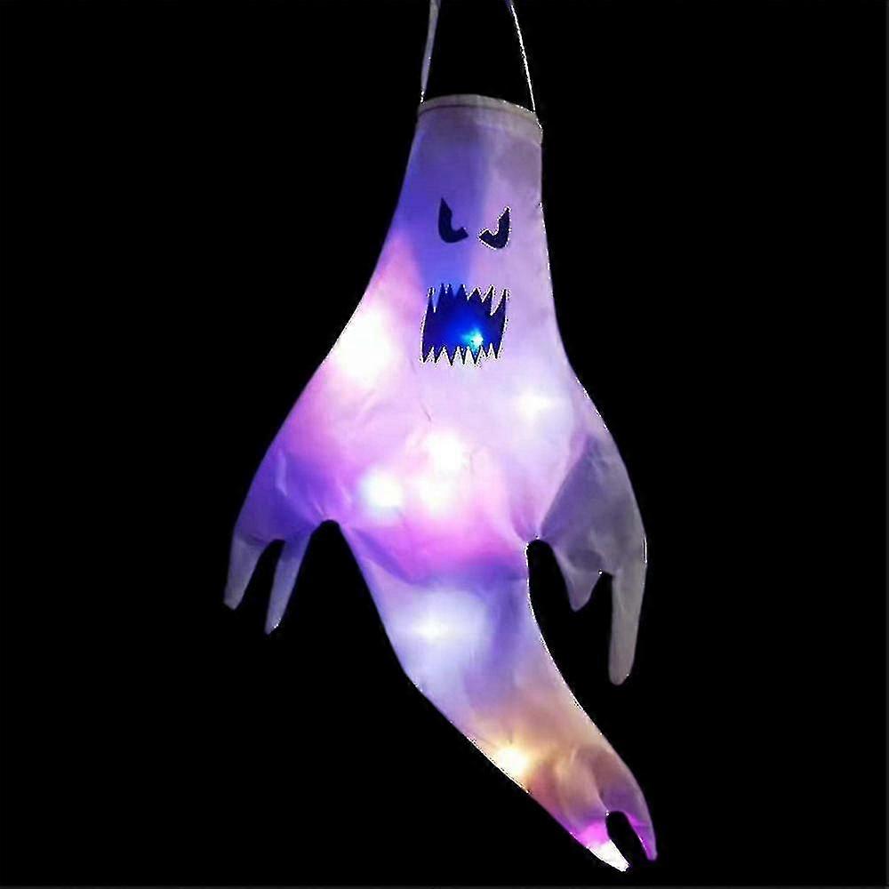 Halloween Glowing Ghost Windsock Flag With Led Light Party Hanging Decor