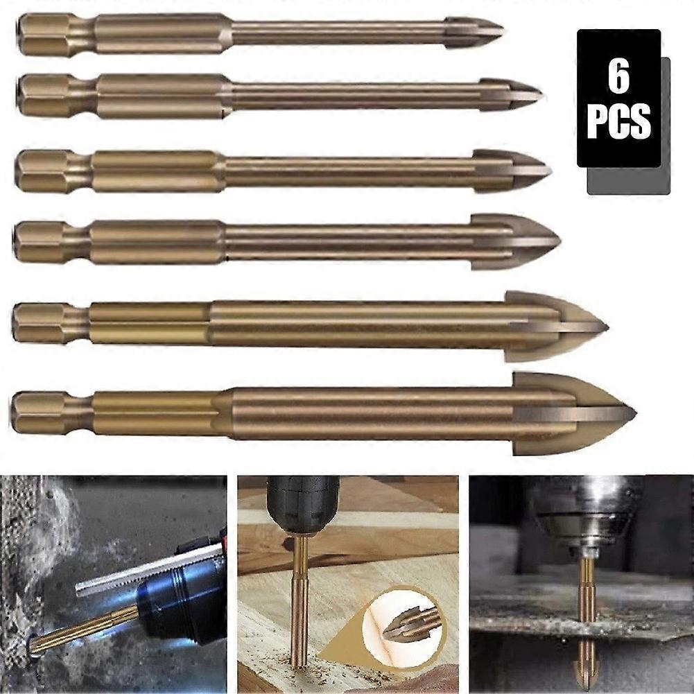 6 Pcs/set Efficient Universal Drilling Tool Cemented Carbide Drill Bit Ceramic Brick Wall Hole Opening Power Tools Accessorie