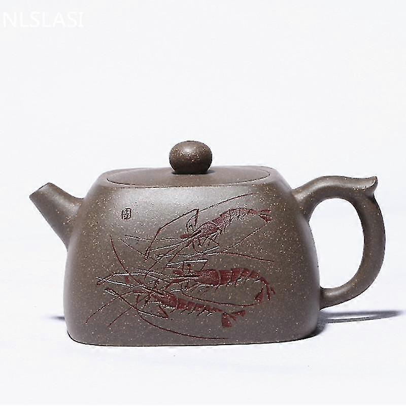 handmade square shape purple clay teapot beauty authentic kettle