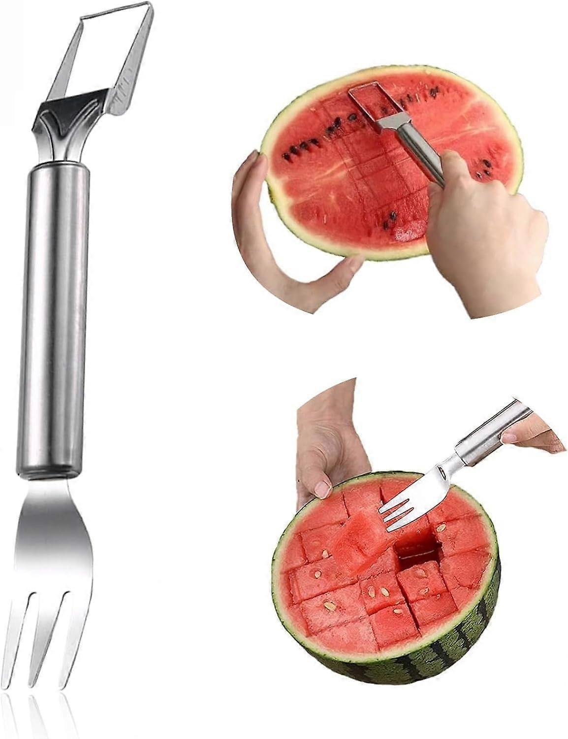 Portable Watermelon Fork Slicer Cutter Melon Cube Cutter Fork SlicerCutter,100% New
