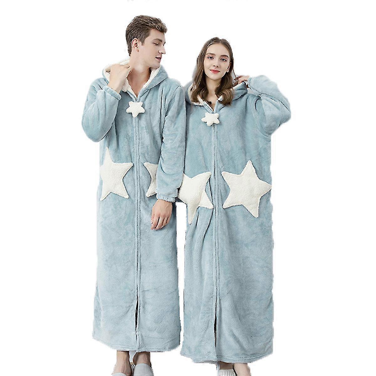 Women Warm Hooded Dressing Gown Soft Comfort Flannel Long Bathrobe Robe