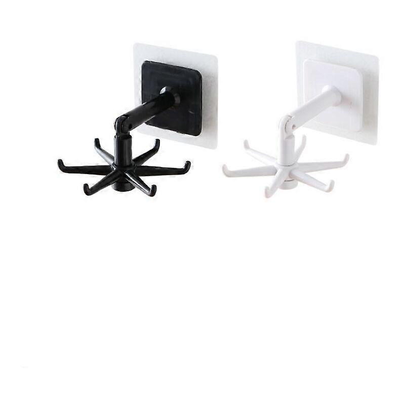 Sticky Hook Multifunctional Rotary Hook 360 Degree Rotating No Marking Sticky Hook 2pc, Black+White