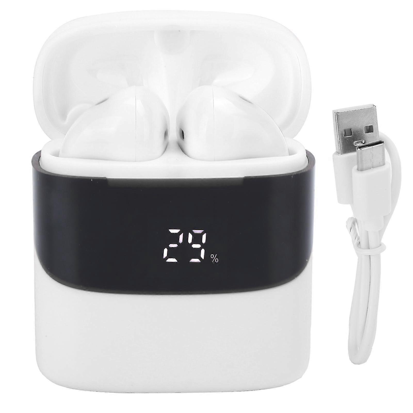 T12 Wireless Bluetooth 5.0 Earbuds with Charging Case - TWS Digital Display (White)