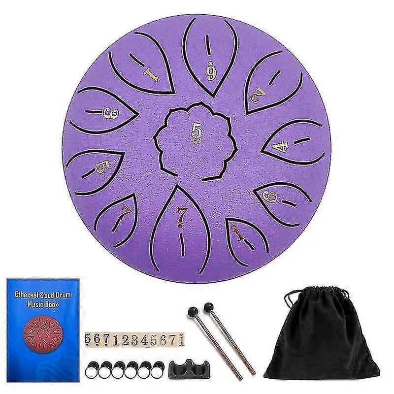 Steel Tongue Drum 11 Noten 6 Inch Dia Lotus Type Steel Handpan Drum Percussie Drums Instrument Steel Tung Drum C-toets Met Hamers, Boek, Notities Stic