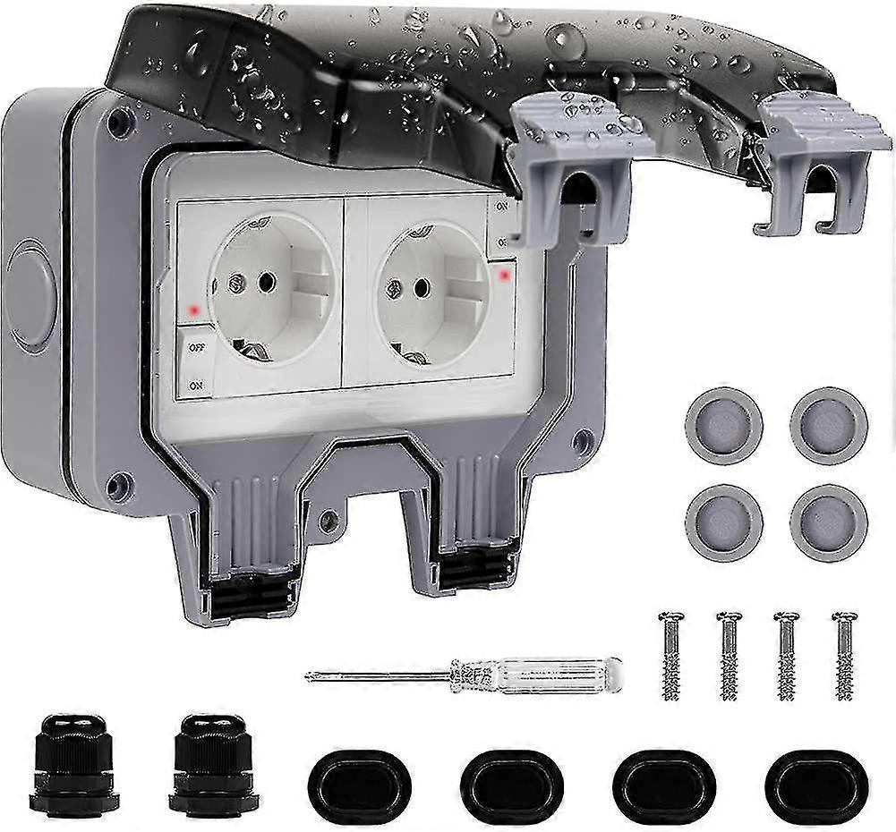 Wasserdichte Steckdose mit Schalterkontrolllampe, IP66 Hochwasserschutz wetterfest -