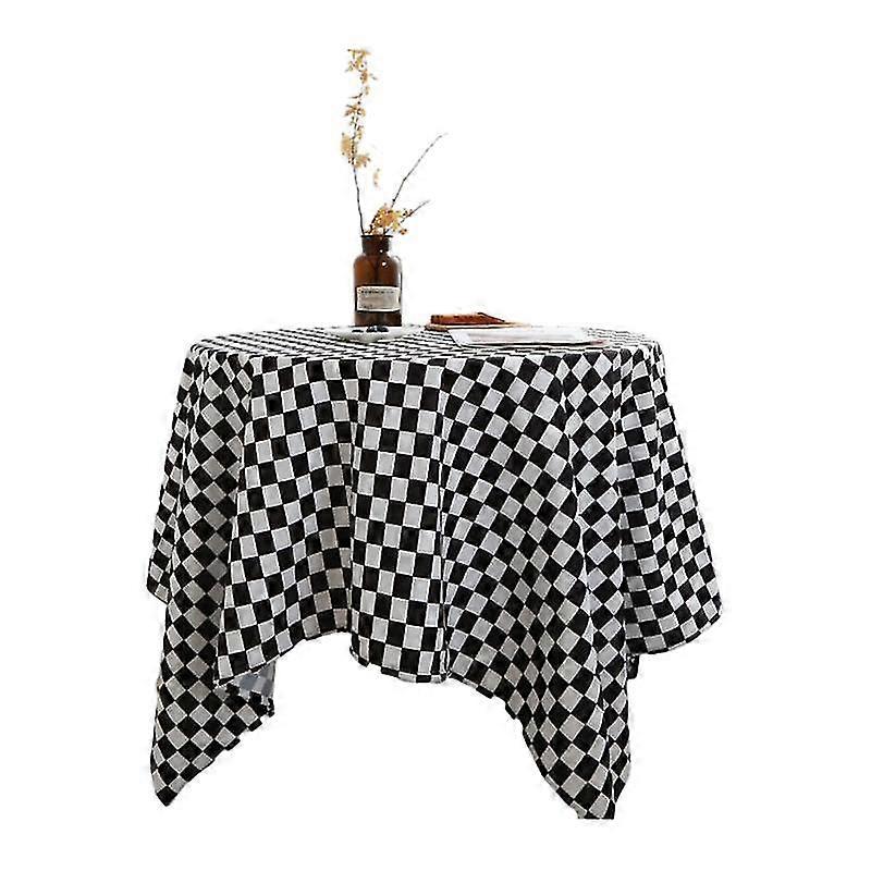 Beautiful Fine Texture Tablecloth Cotton Elegant Chessboard Pattern Table Cover for Home