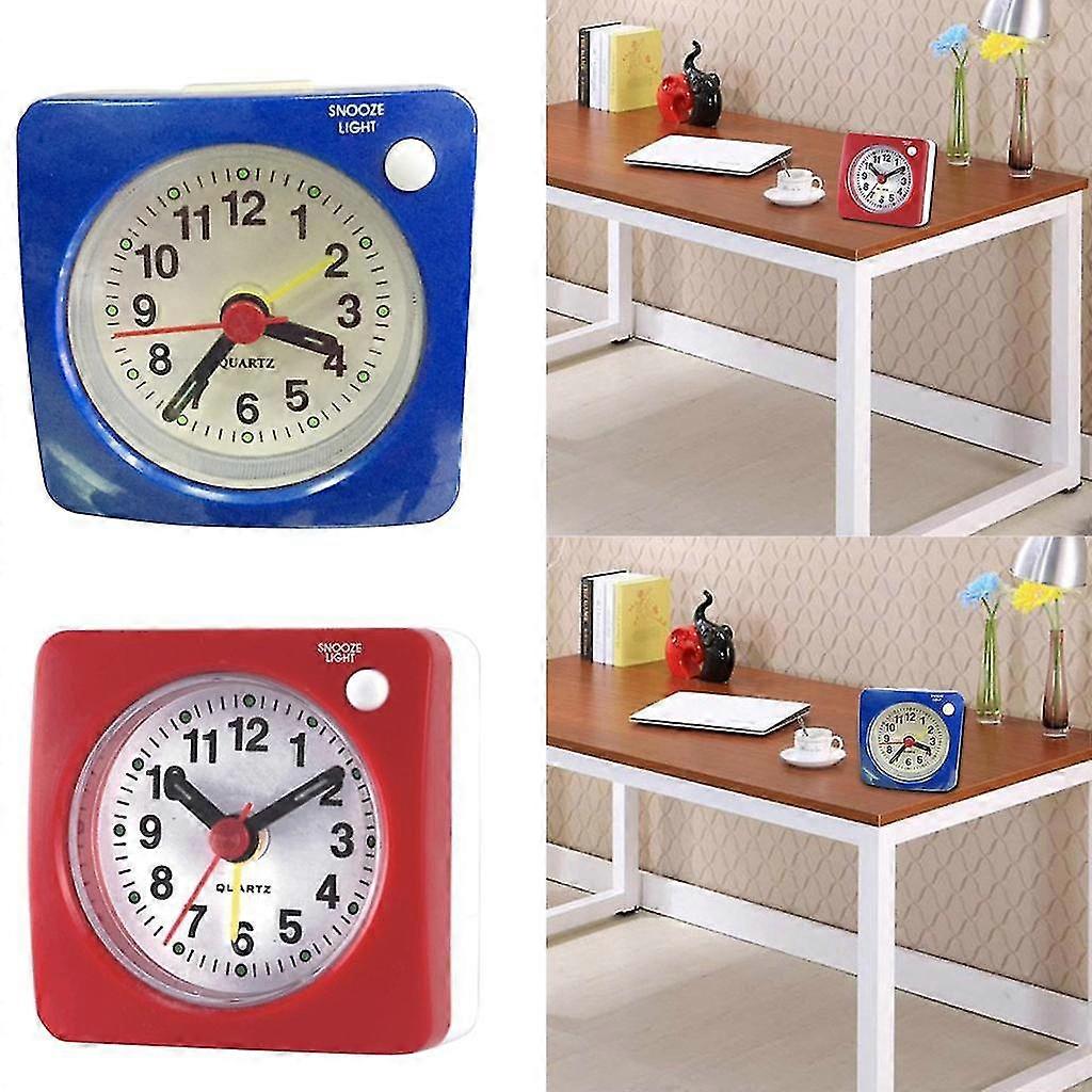 Ascending Sound Small Travel Alarm Clock With Snooze Nap And Light Blue+red