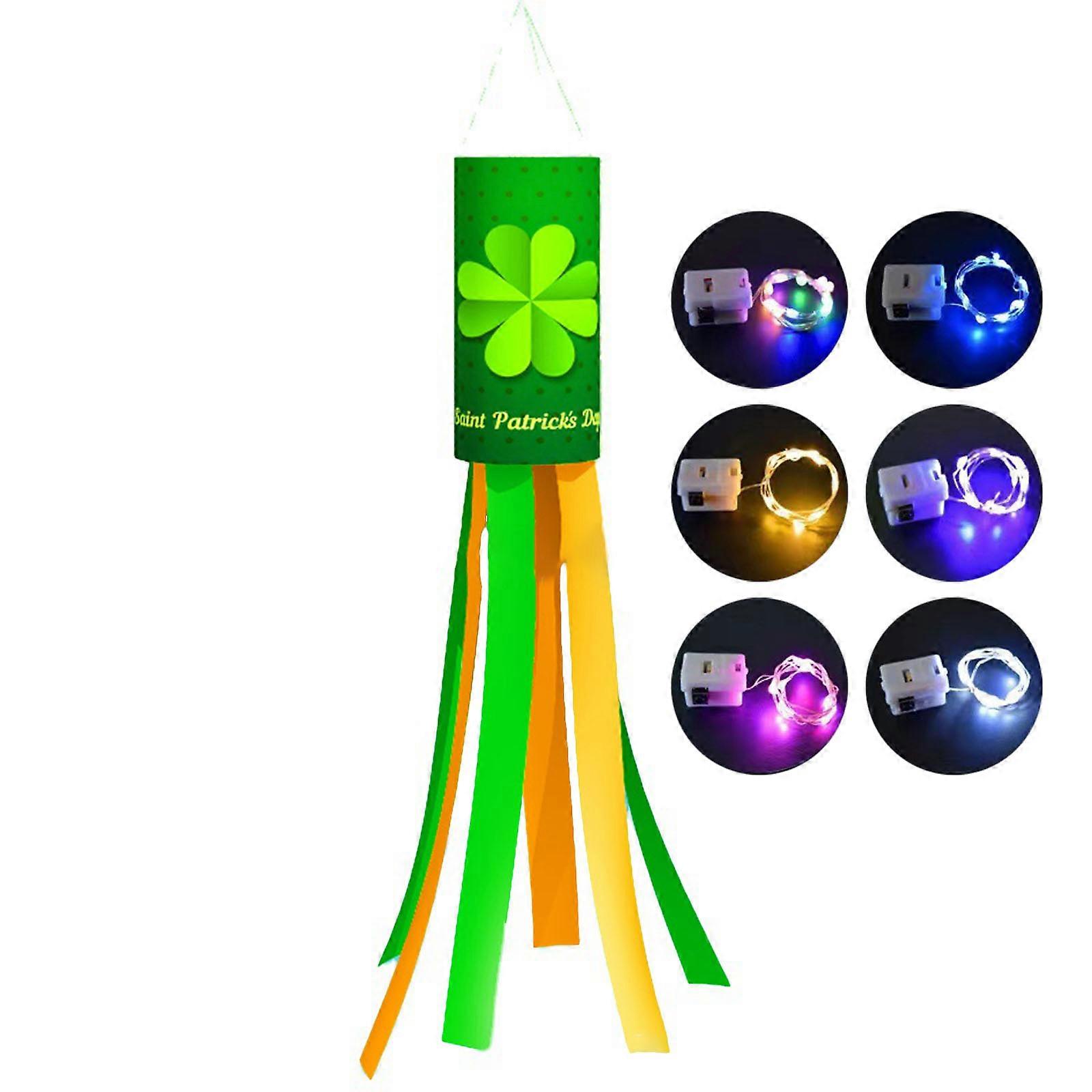 Saint  Patrick's Day Windsock Flag Irish Green Shamrock Hanging Ornament