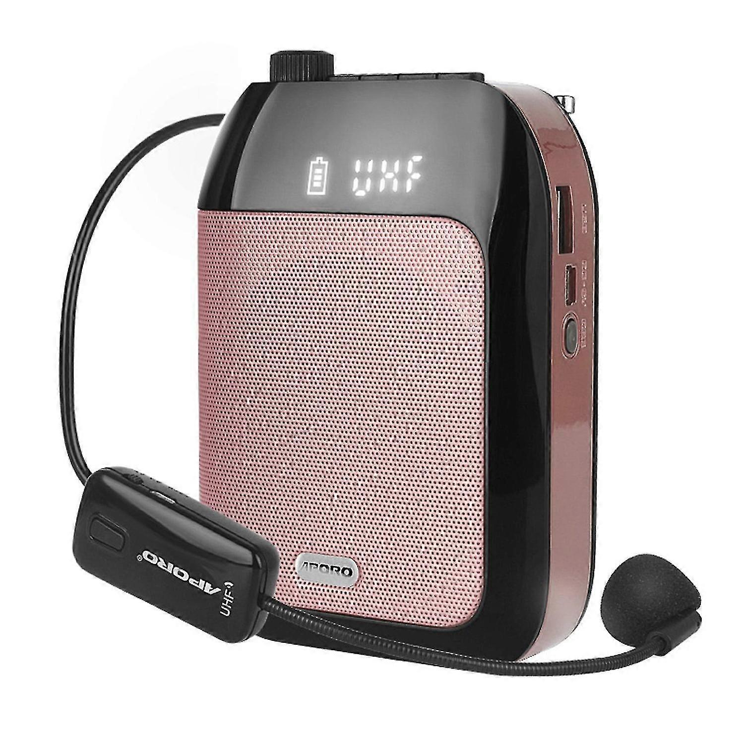 Portable Voice Speaker Amplifier With Wireless Microphone Headset Waistband For Teachers Support Rec