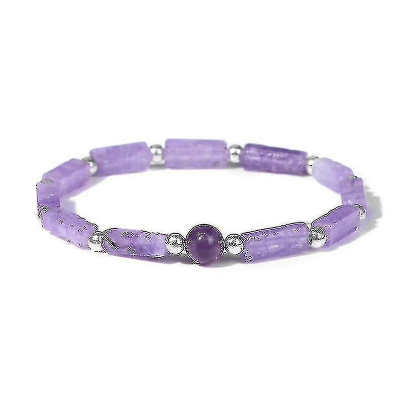 Natural Stone Amethyst Bead Bracelet, Retro Rectangular Amethyst All-match Bracelet