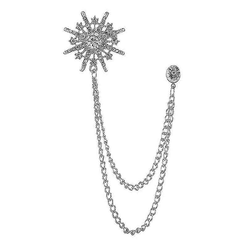 Eight Awn Stars Brooch Pin Similar Snowflake Tassel Chain Brooch Pin Octagonal Star Corsage Badge