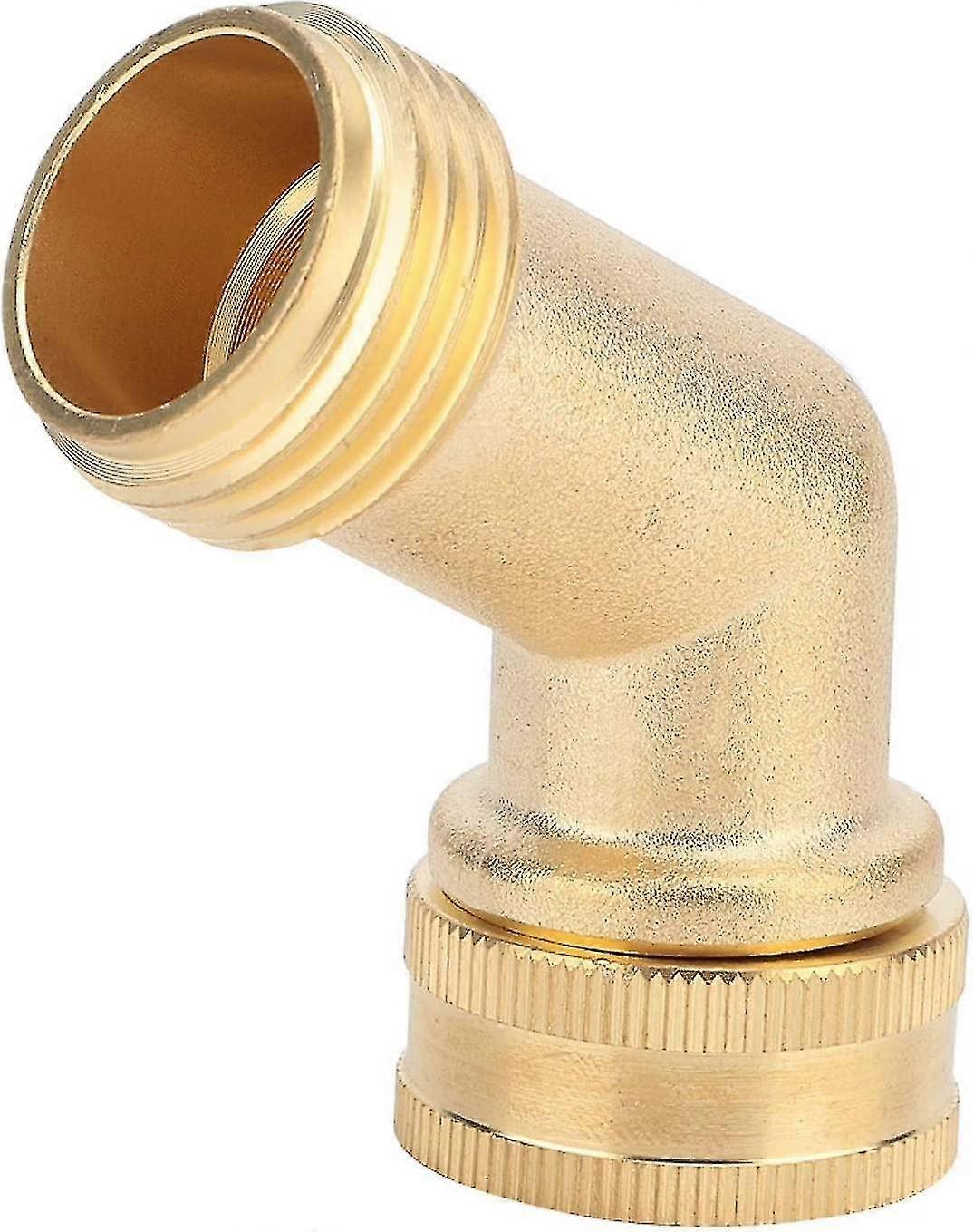 3/4'' Garden Hose Connector, Solid Brass 45 Degree Elbow Ball Valve Hose Connector Adapter Heavy Duty Gooseneck Hose Adapter