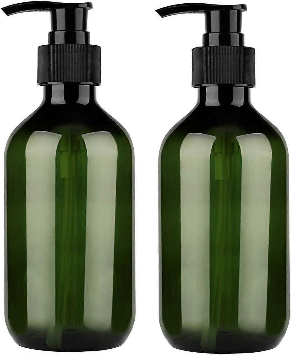 300ml Empty Plastic Refillable Dispenser Container with Pump Multipurpose for Cosmetic Kitchen Bathroom, 2 Pack