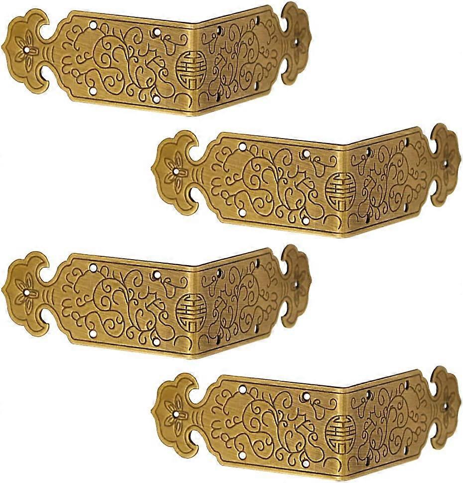 Set of 4 Antique Brass Decorative Corner Protectors