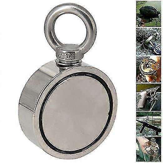 Pesca de ímã de dupla face, combinada com força de tração de 500 kg, diâmetro de 75 mm, ímã forte de dupla face com olhal
