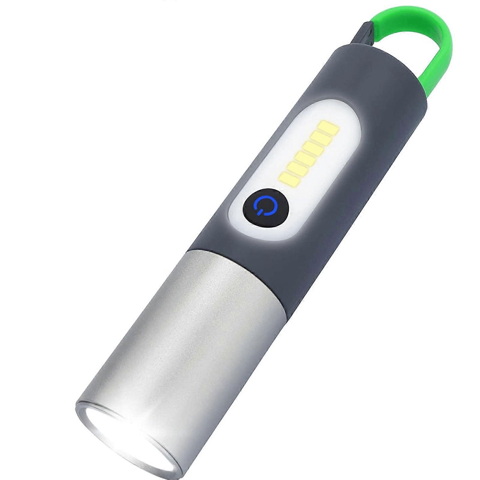 Tactical Flashlight Plastic Torch,USB Rechargeable High Lumens Zoomable Small LED Flashlight 4 Modes with Side Light Carabineer Clip Portable Handheld