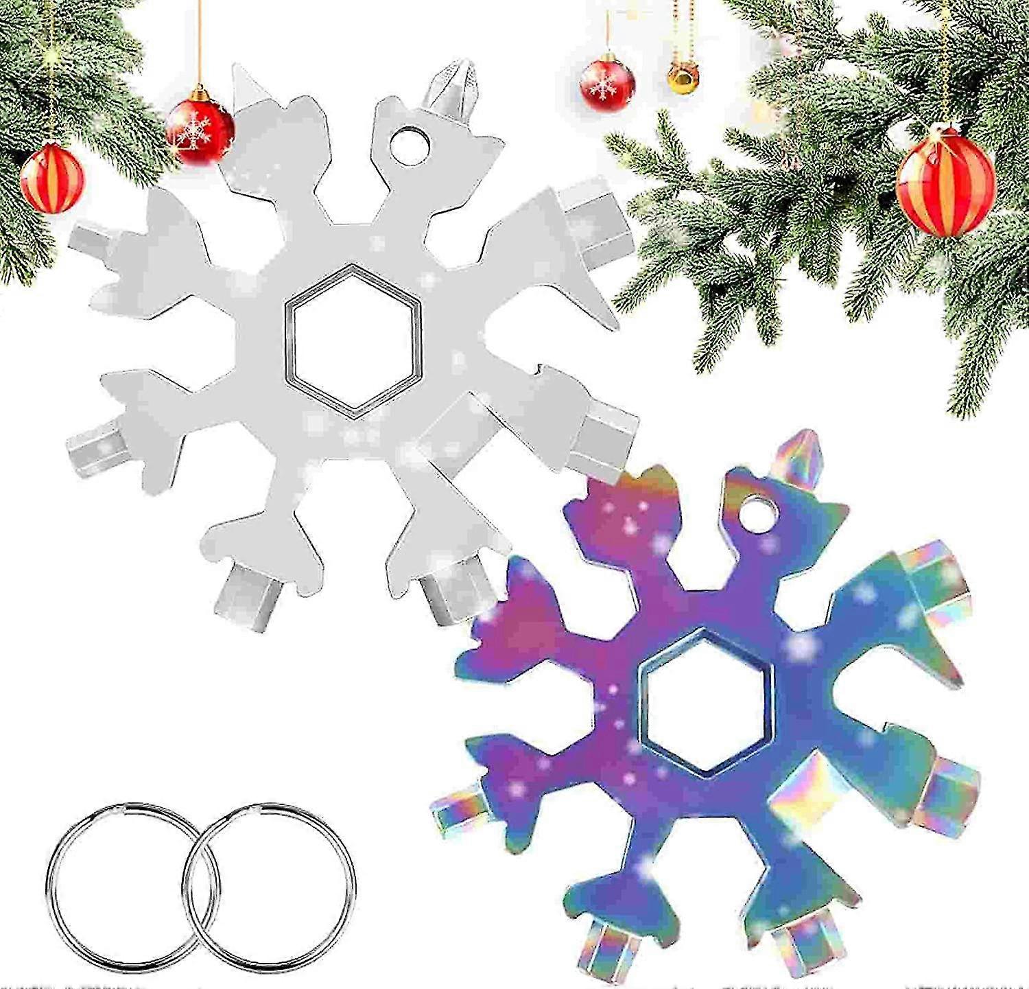 2 Pcs 18 In 1 Snowflake Multi-tool, Snowflake Screwdriver, Portable Stainless Steel Almighty Tool, Multi-function Snowflake Tool.