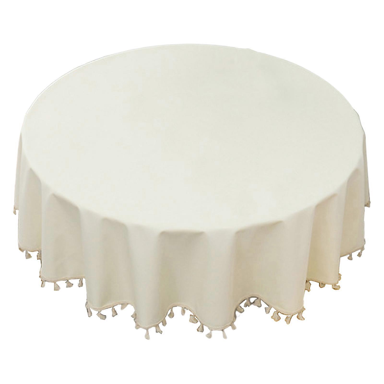Decorative Tablecloth Solid Color Stain Resistant Washable Easy Care Dining Table Mat Round Tablecloth Ornament Jikaix