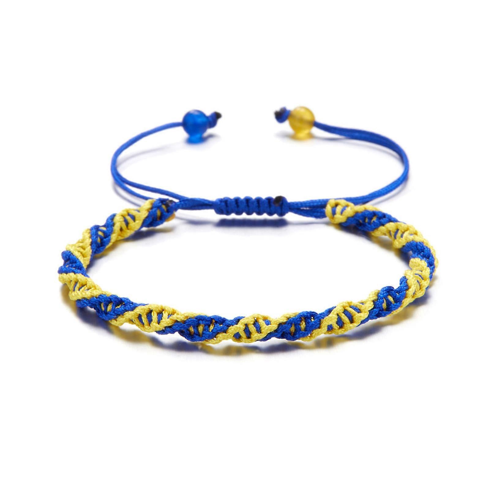 Hand-woven Strong Rope Braided Wristband Wear Resistant Ethnic Style Blue Yellow Patchwork Adjustable Bracelet Jewelry Accessories
