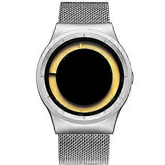 BIDEN Ingenious Dreamy Waterproof Stencil Quartz Stencil Wristwatch for Men(Yellow+Silver)