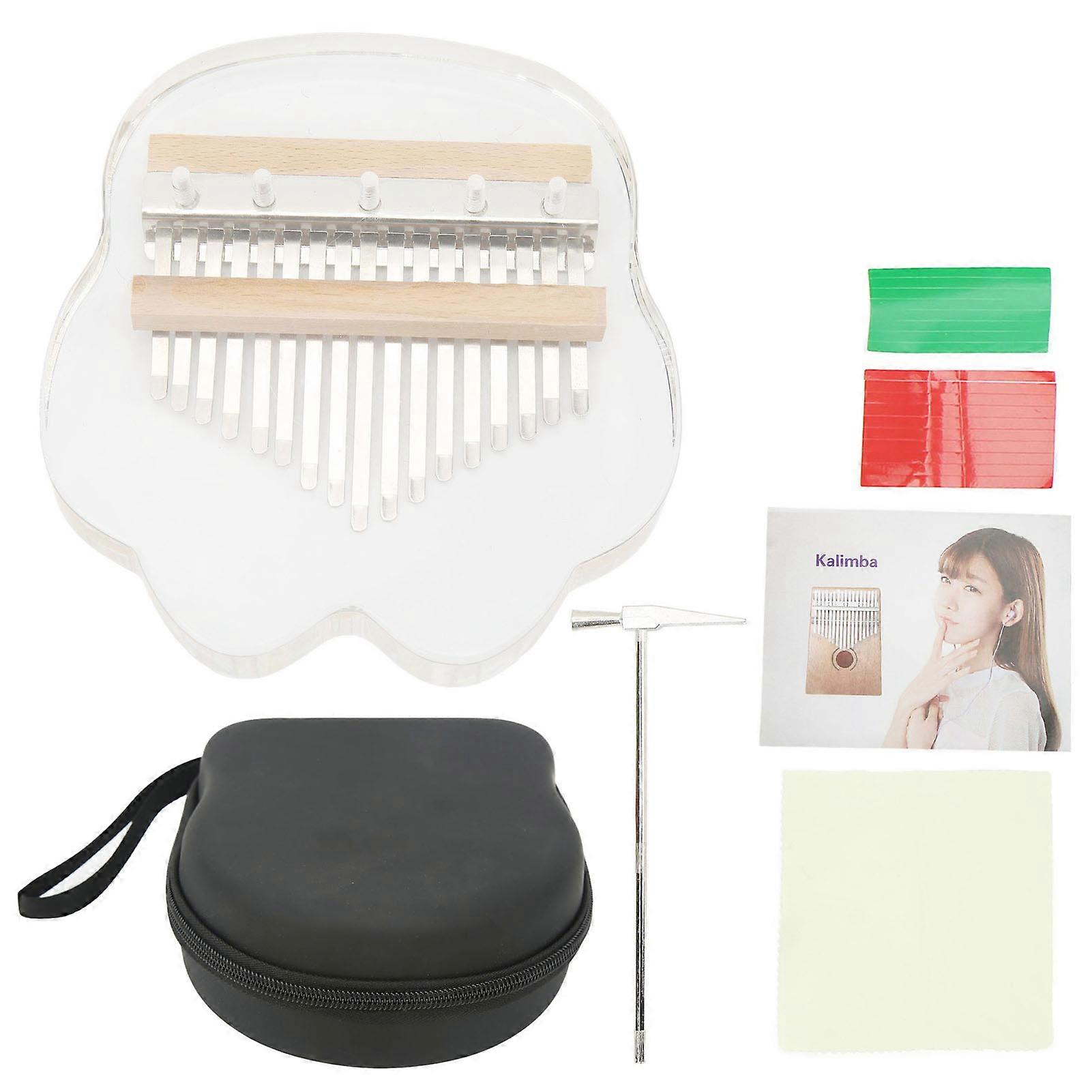 17 Key Kalimba Thumb Piano Crystal Transparent Cat Paw Mini Portable Musical Instrument Toy
