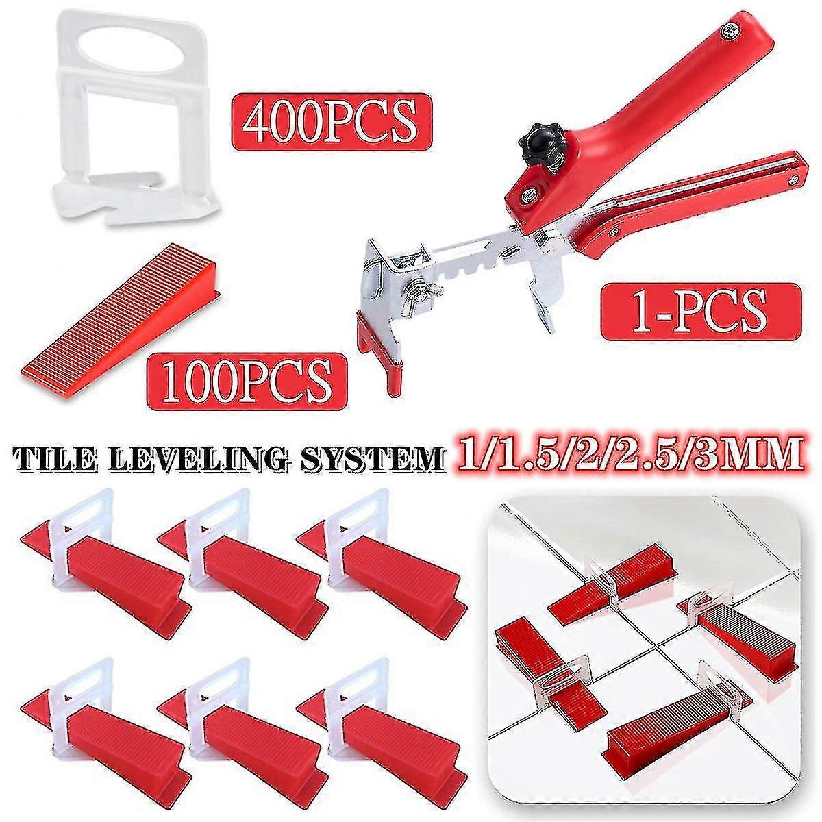 1-3mm Tile Leveling System With 400 Spacer Clips And 100 Reusable Wedges And 1 - Tile Construction Tool Kit