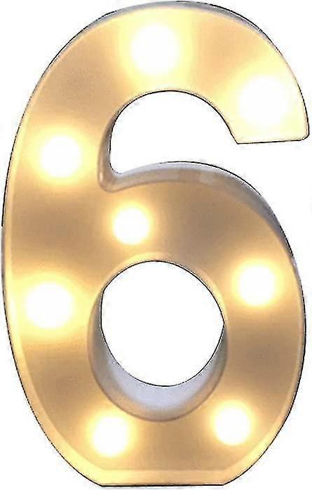 Led Decoration Lights Battery Operated Number '6'