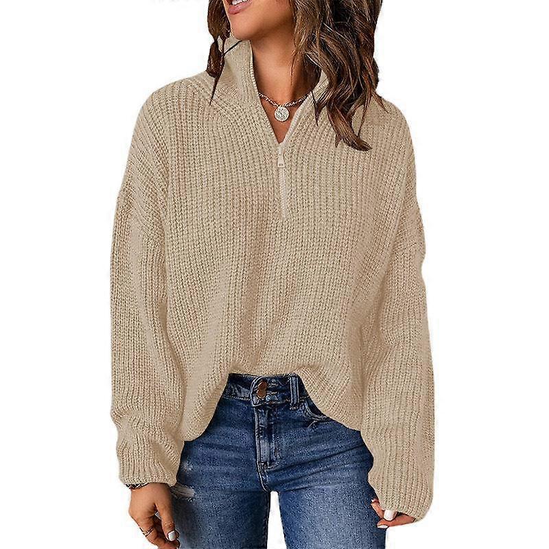 Mode beige Damen warmer Pullover Strick unter Top-Pullover getragen
