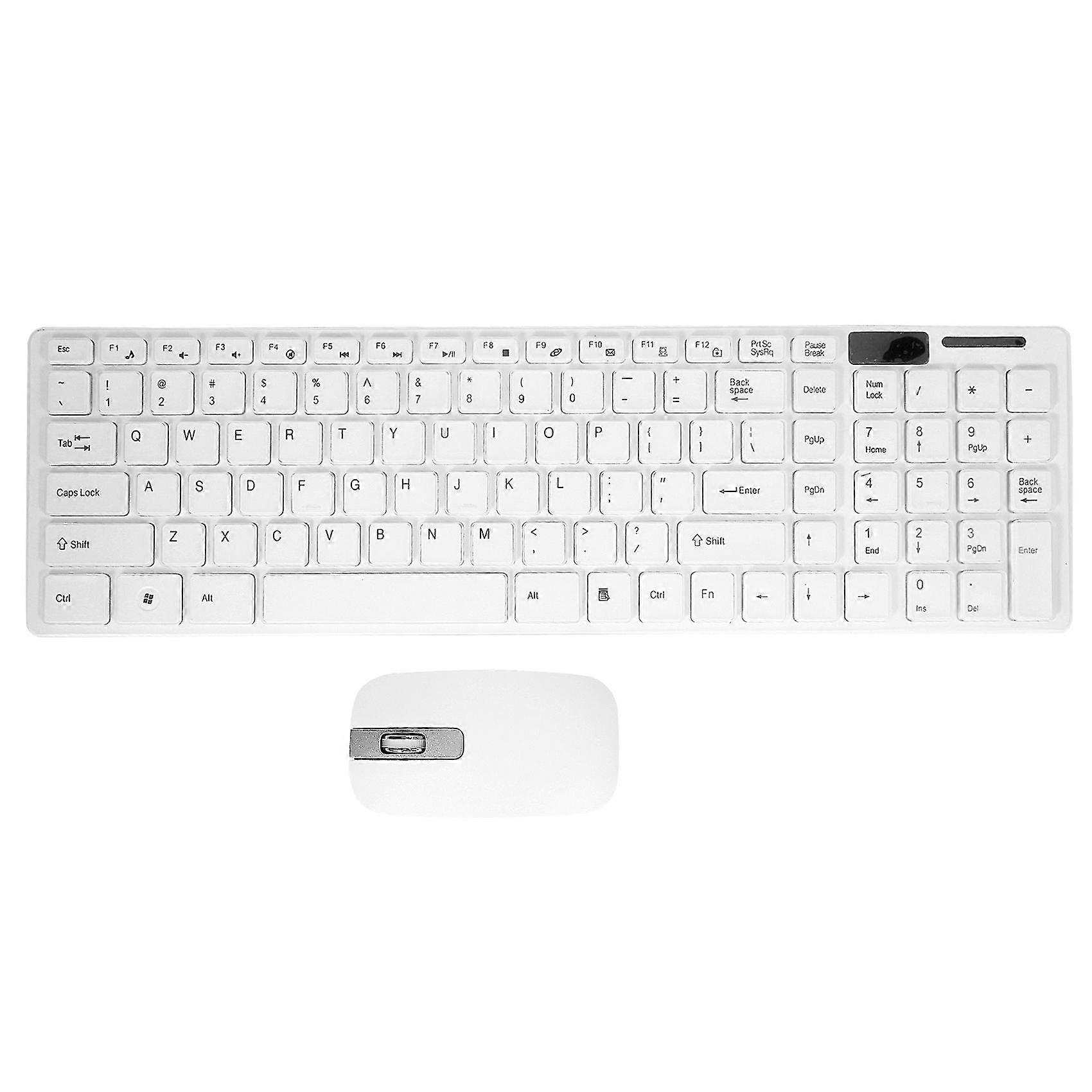 Wireless Slim White Keyboard + Wireless Optical Mouse Set per Pc E Laptop