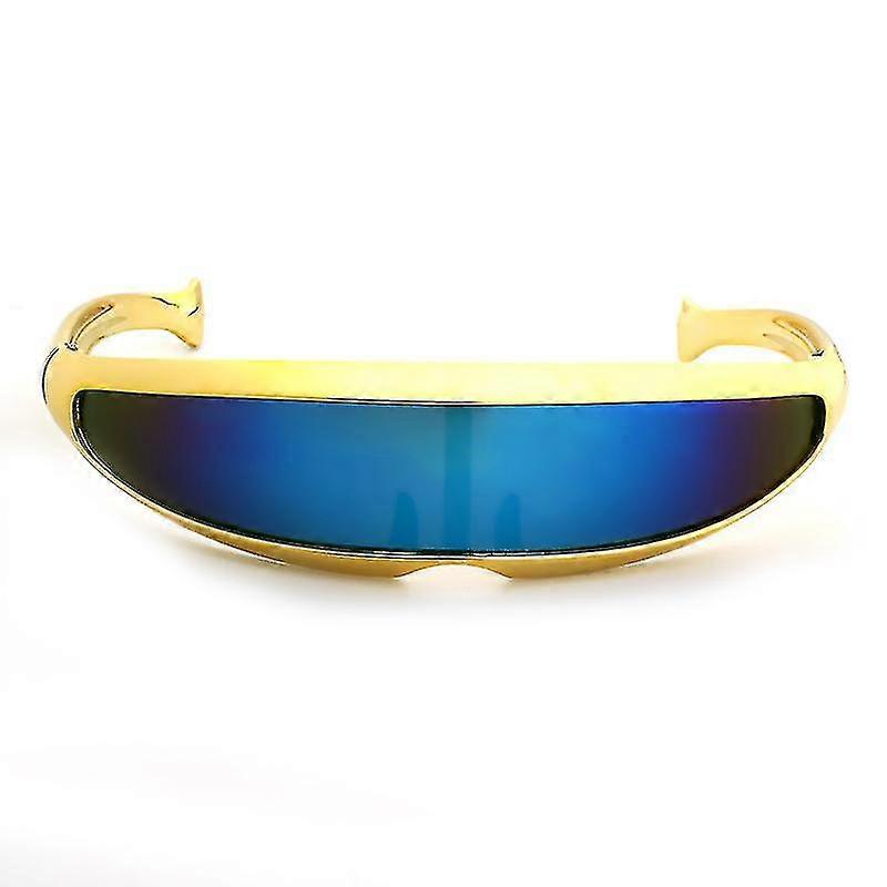 Futuristic Narrow Cyclops Color Mirrored Lens Visor Sunglasses