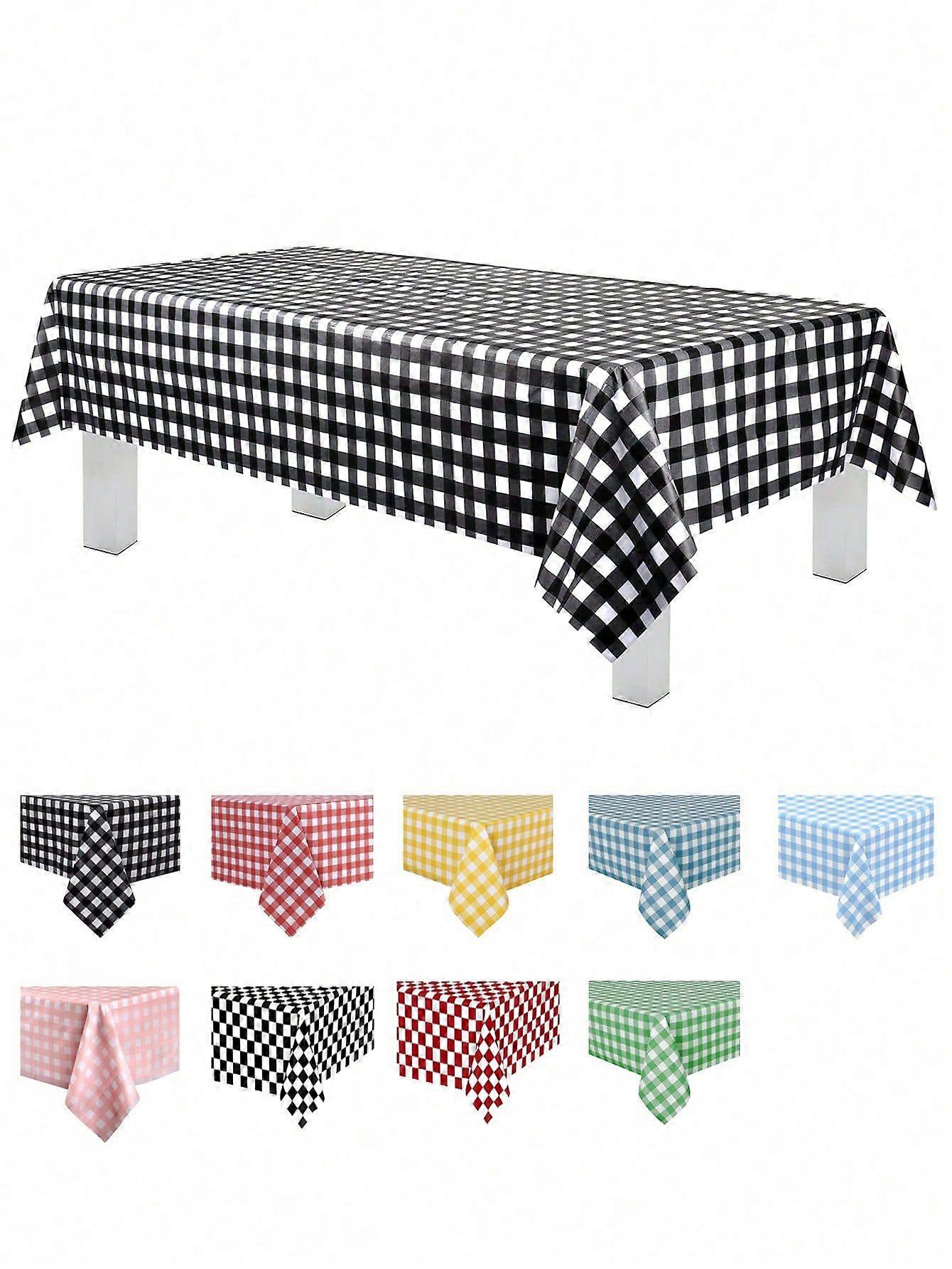 1Pc/4pcs/6pcs Plaid Tablecloth, Classic Plaid Tablecloth In Various Colors, Square Tablecloth PEVA Material, Disposable Plastic Tablecloth, Desktop Pr