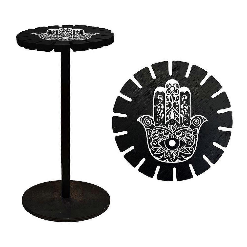 Wooden Wheel Wooden Display Shelf Black Holder Stand Rustic Divination Pendulum Storage Rack Witch Stuff Hamsa Hand Pattern Wheel: 120x8mm 2pcs Studdl